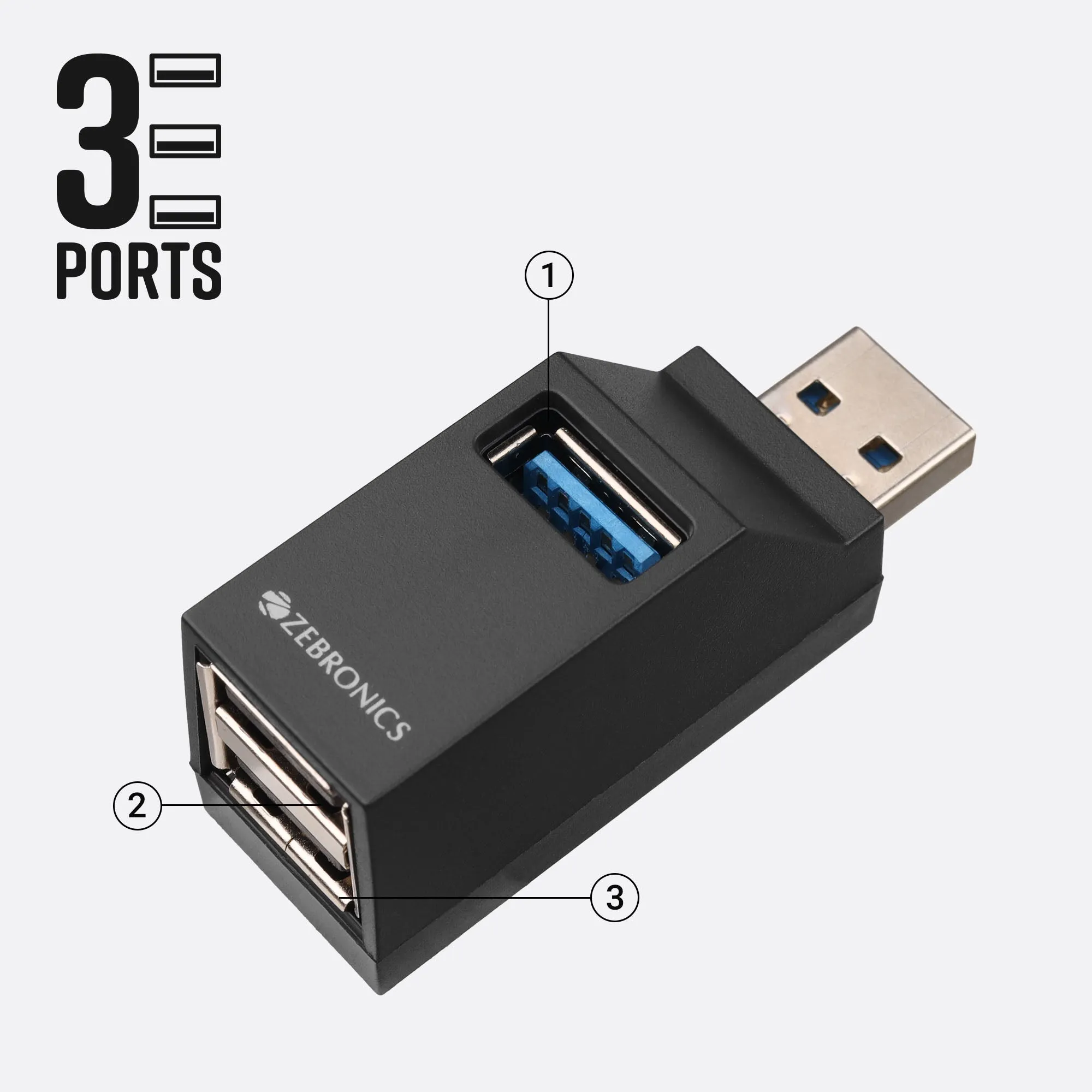 Zebronics USB Hub 3 Port 3.0 | 2.0 180HB view 2